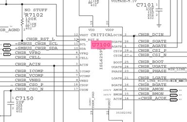 Schéma de la puce de gestion de charge d'un MacBook Pro