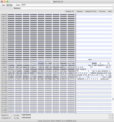 Modification de l'EFI sous Hexfind